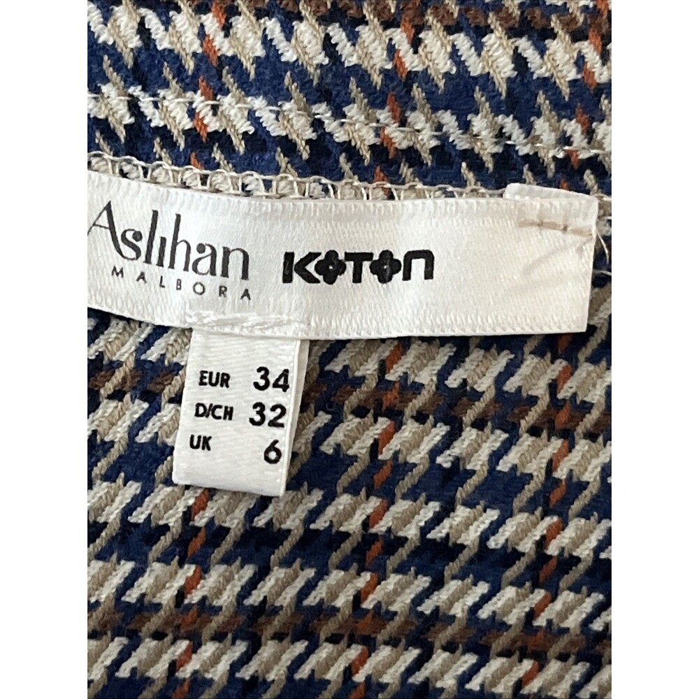 Ashhan Malbora Women’s Brown Pleated Houndstooth Mini Skirt Size 4 Preppy - Picture 5 of 6